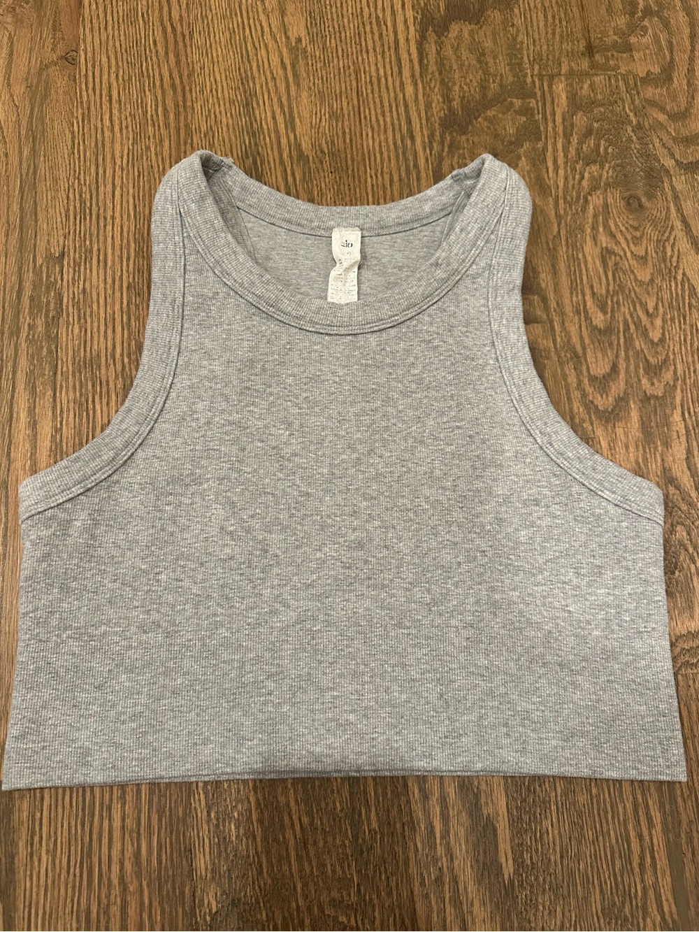 Alo Yoga Gray Ribbed Racerback Crop Tank Top Size Large